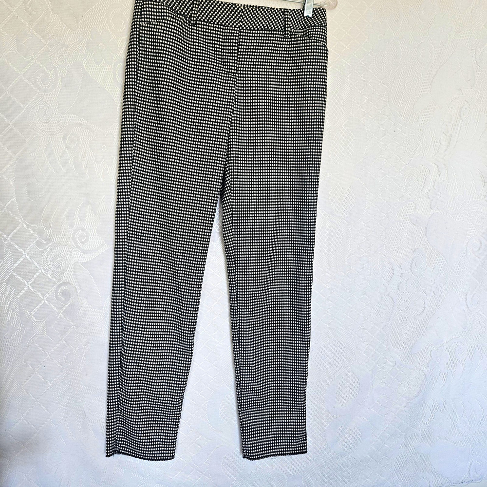 Express Women Size 2R Black White Gingham Slim Tapered Dress Pants Dark Academia